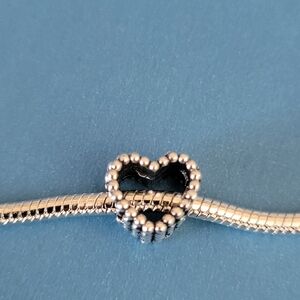 New! For Pandora Charm Bracelet Antique Silver Color Hollow Heart Charm See Thru